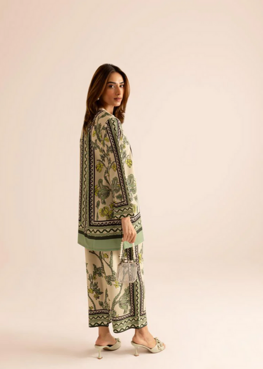 Poly lawn Co Ord Sets in Tea green