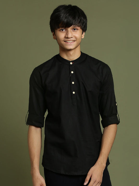 Boy's Black Short Kurta