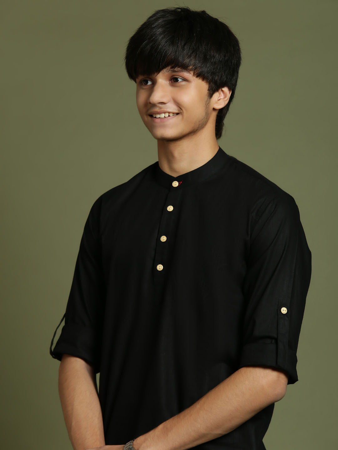 Boy's Black Short Kurta