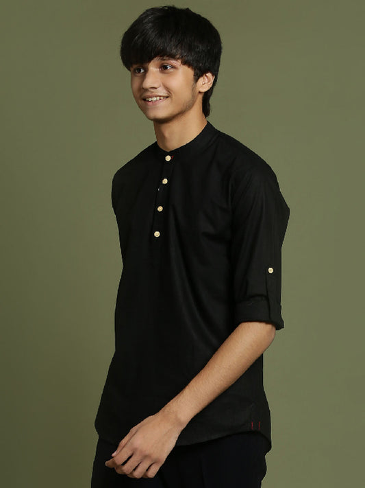 Boy's Black Short Kurta