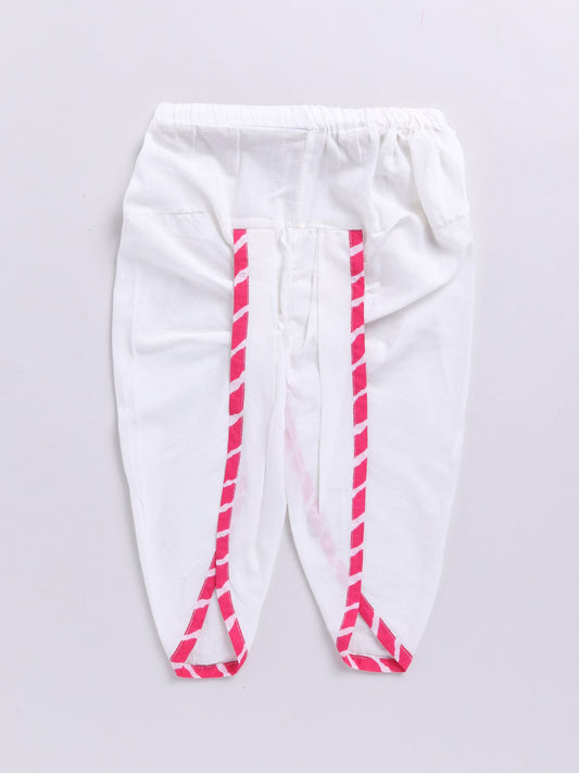 Boys' pink cotton kurta dhoti set, view 3