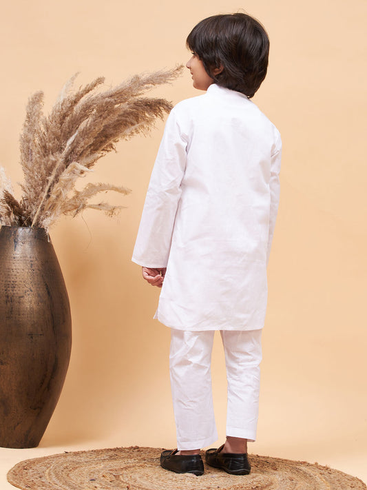 Boy's White Kurta And Pyjama Set