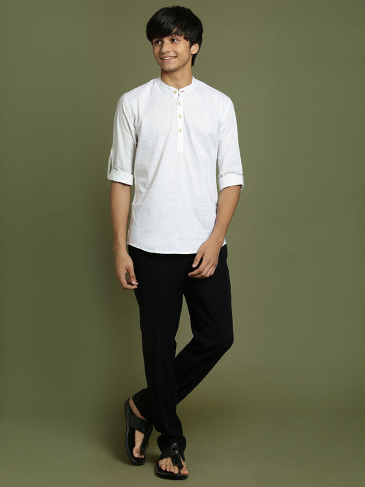 Boy's White Short Kurta