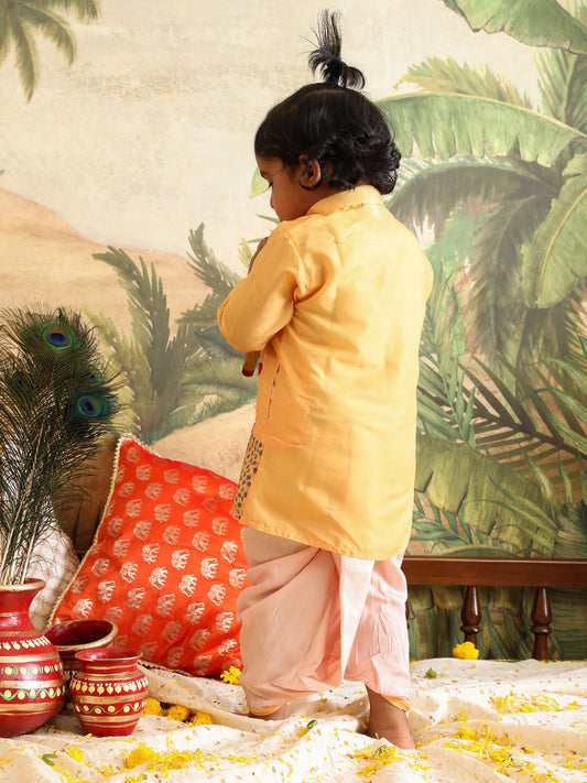 Boy's' Yellow Krishna Kurta And Dhoti Set