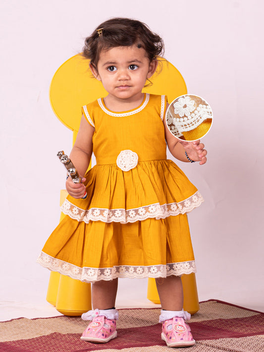 Girls' mustard ethnic dress