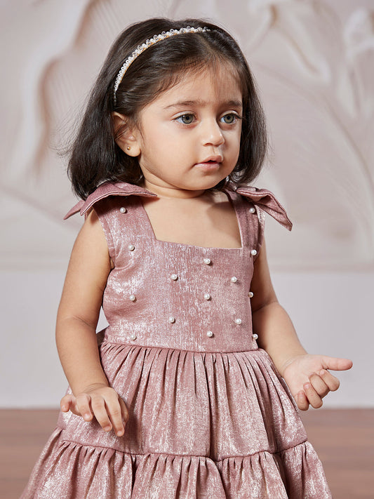 Girls' pink ethnic dress, view 3