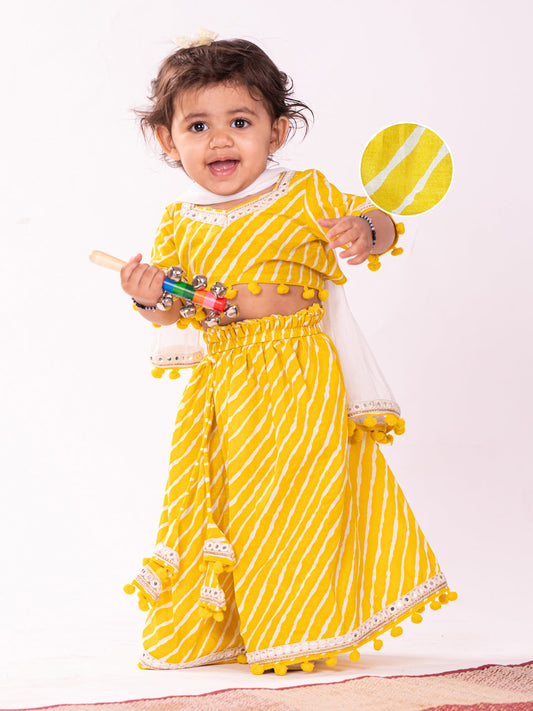 Girls' yellow lehenga choli with dupatta