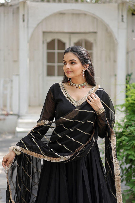 Black Anarkali Gown with Dupatta
