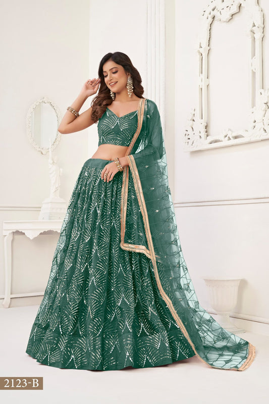 Butterfly Dark Green Lehenga Choli