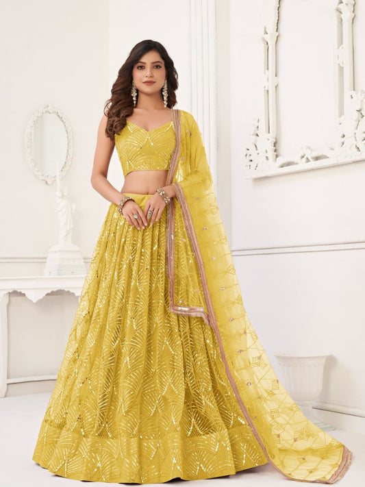 Butterfly Yellow Lehenga Choli