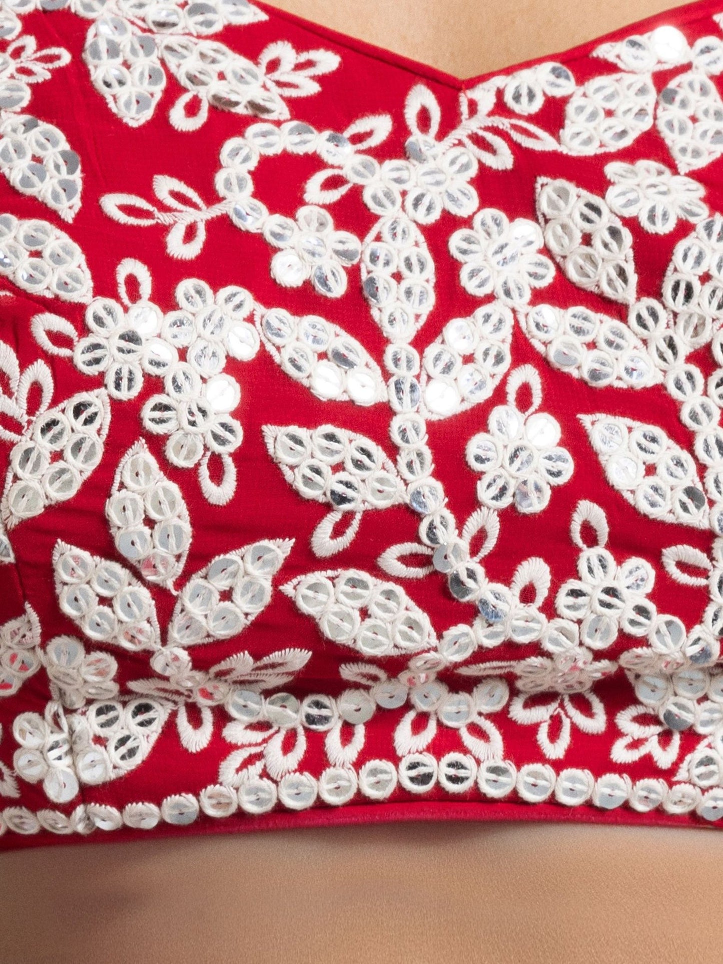 Awesome Red Thread Embroidered Georgette Wedding Lehenga Choli