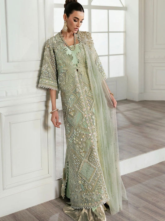Pista Green Handmade Organza Suit