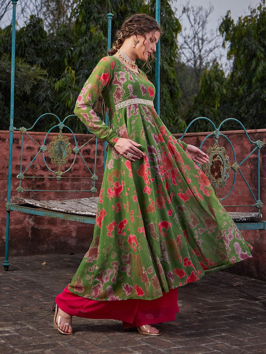 Women Abstract Printed Anarkali Kurta