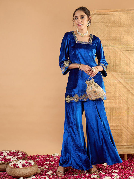 Women Ethnic Motifs Embroidered Kurta with Palazzo