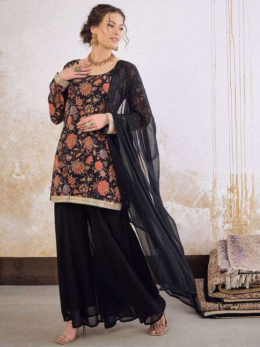 Women Printed Kurta with Palazzos & With Dupatta