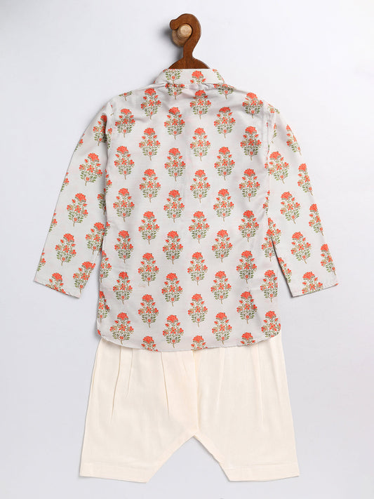 Sishu Boy's' Multicolor-Base-Beige And Cream Kurta Patiala Set