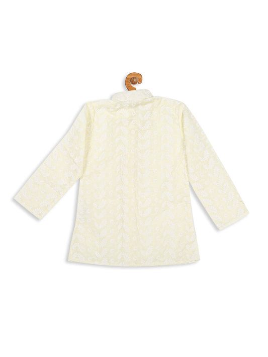 Sishu Boy's Yellow Chikankari Pure Cotton Kurta