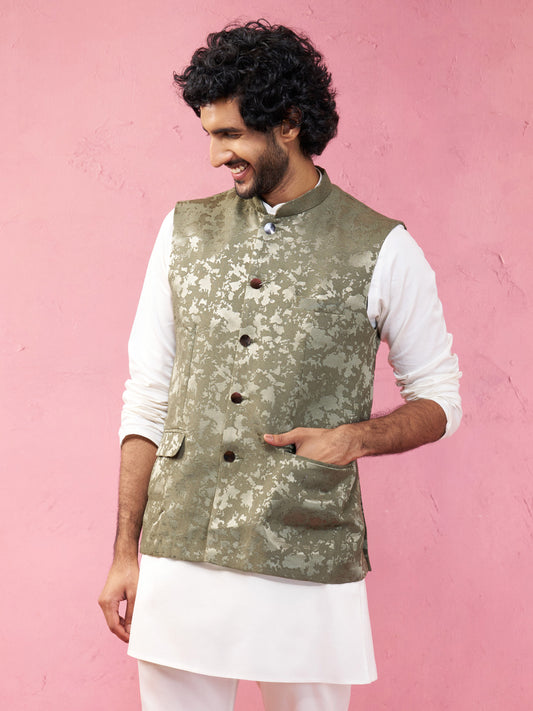 Mint Silk Blend Party Wear Men's Jacket