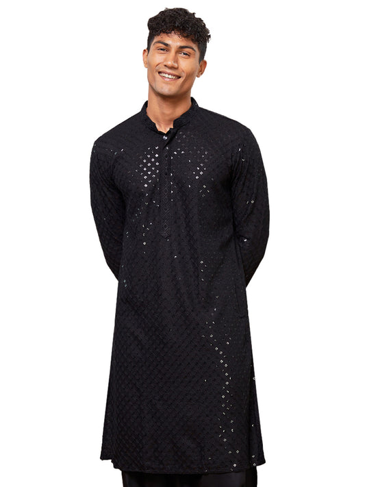 Black Rayon Festival Men's Kurta Set