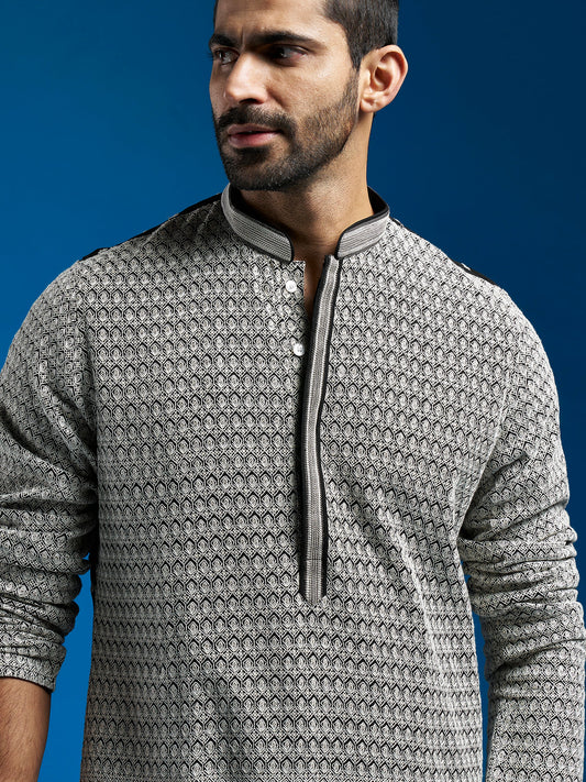 Men's Black Georgette Kurta
