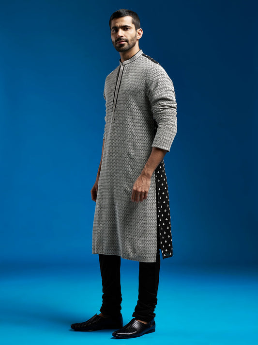 Men's Black Georgette Kurta
