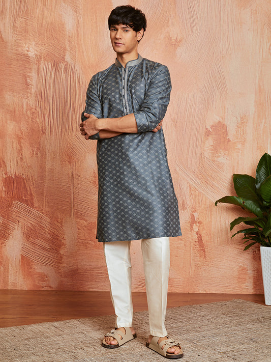 Slate Silk Blend Festival Men's Kurta Set