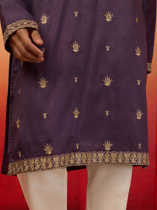 Purple Silk Blend Festival Men's Kurta