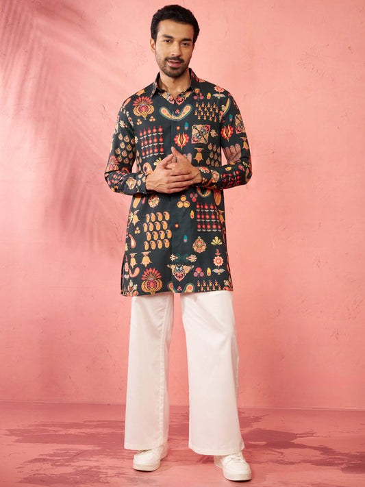 Bottle Green Rayon Festival Wear Men'S Kurta Set