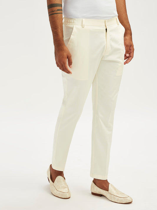 Cream Cotton Lycra Festival Men's Pant