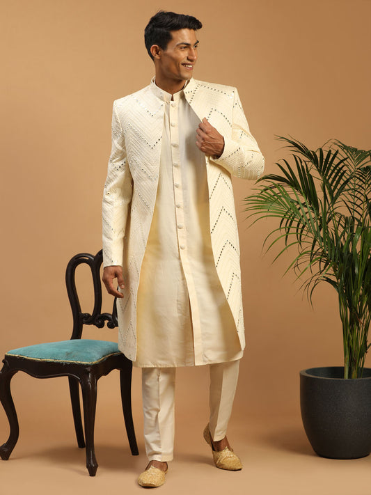 Cream Silk Blend Wedding Men's Coat