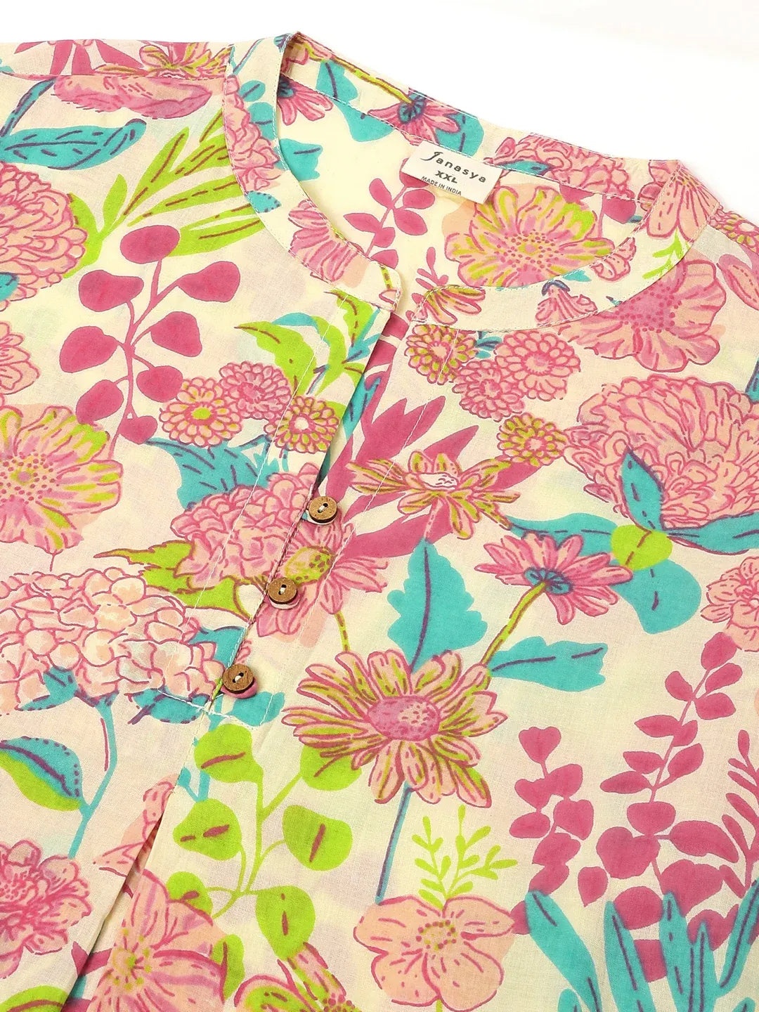 Plus Size Pure Cotton Floral Printed A-line Tunic