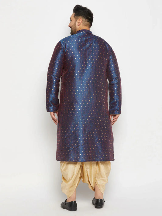 Men's Plus Size Zari Weaved Kurta Dhoti Set