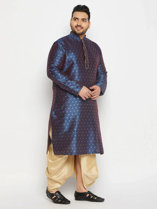 Men's Plus Size Zari Weaved Kurta Dhoti Set