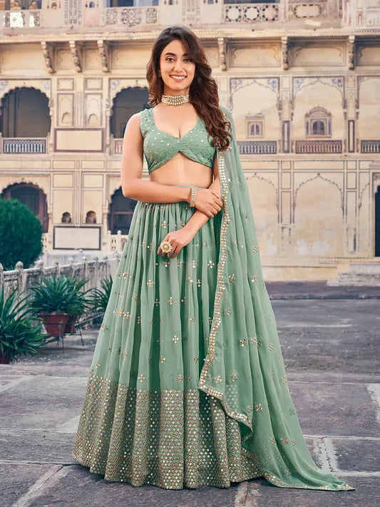 Stunning Georgette Sequins Embroidered Ethnic Event Lehenga Choli