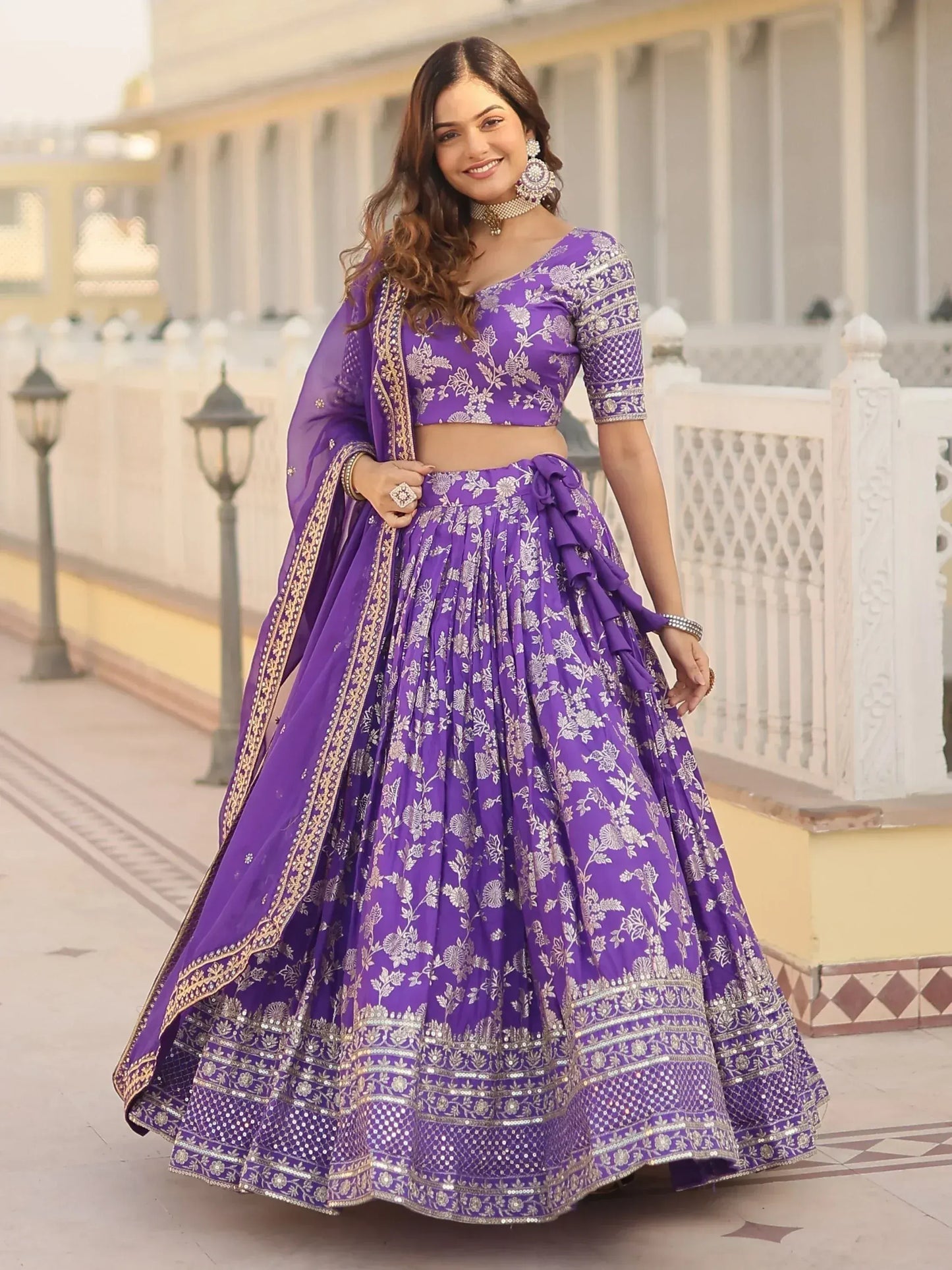 Embroidered Jacquard Reception Ready to Wear Lehenga Choli