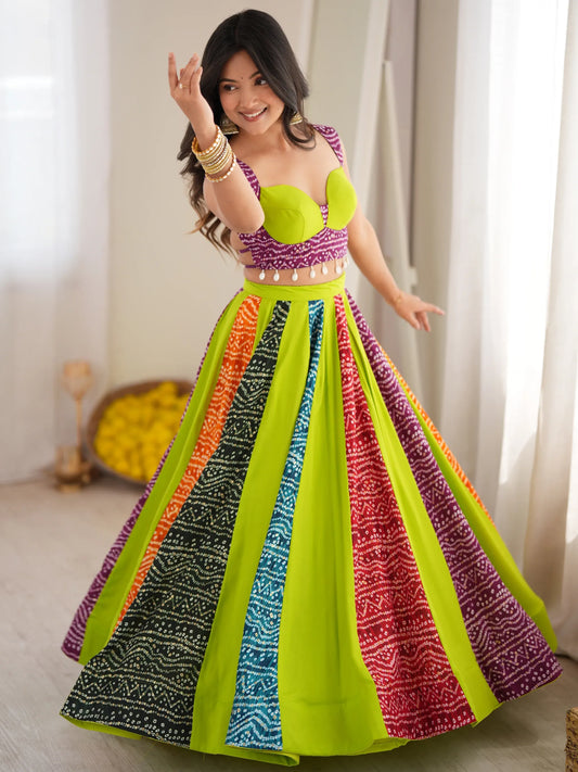 Timeless Multi-Color Digital Printed Rayon Navratri Wear Lehenga Choli