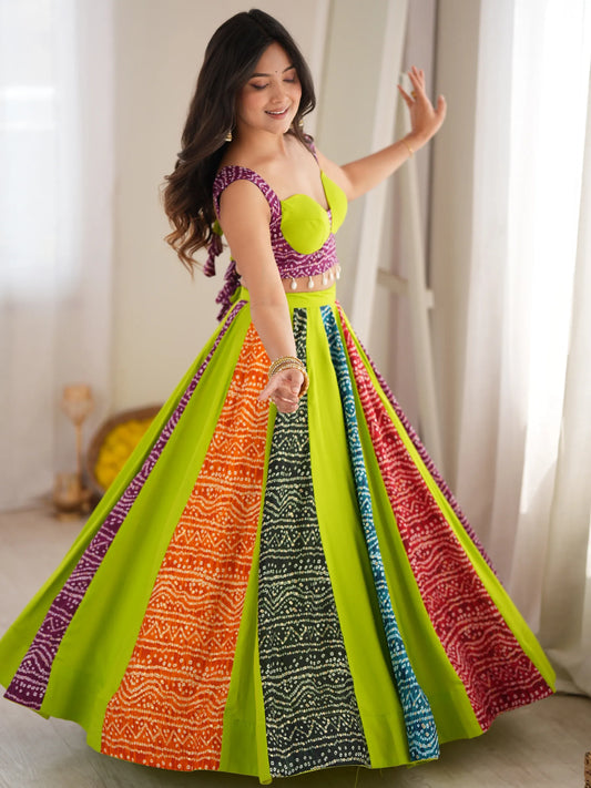 Timeless Multi-Color Digital Printed Rayon Navratri Wear Lehenga Choli
