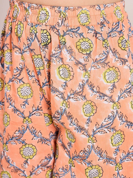 Girls Floral Printed Empire Kurti with Sharara & With Dupatta