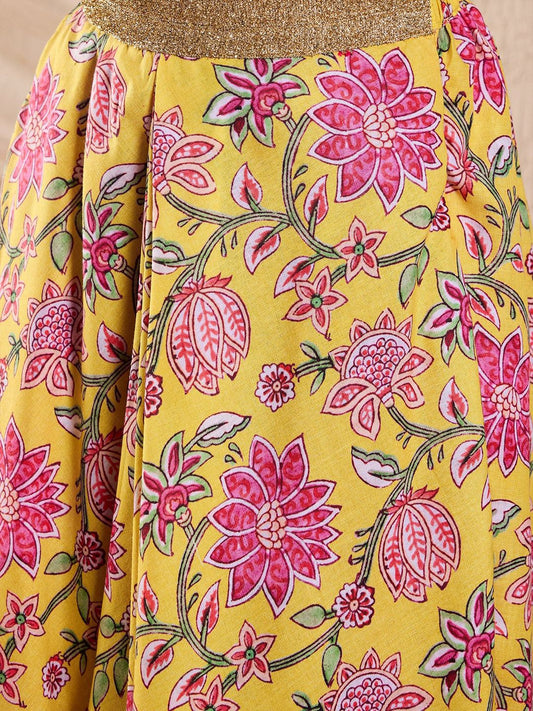 Girls Printed Gotta Patti Cotton Ready to Wear Lehenga & Blouse With Dupatta