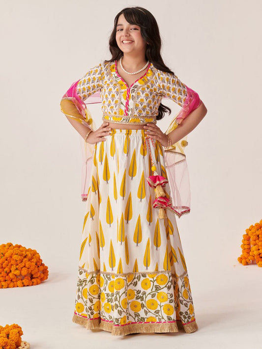 Girls Printed Ready to Wear Lehenga & Blouse With Dupatta