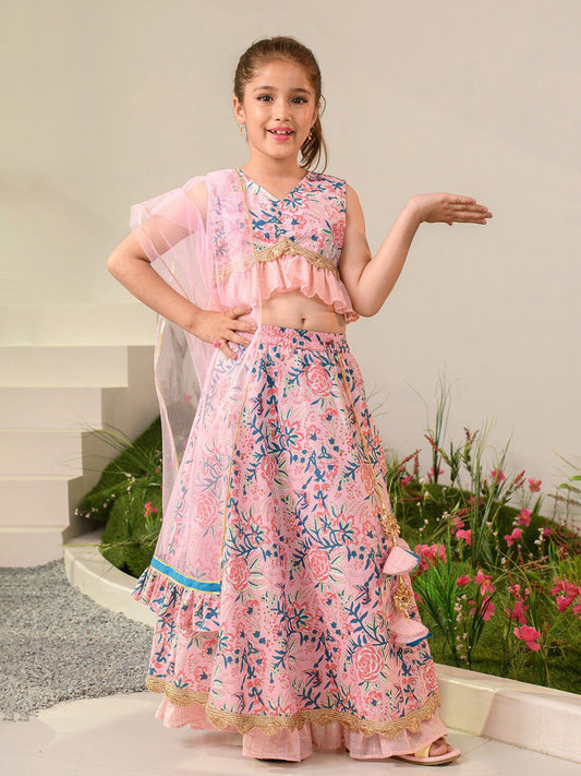 Girls Printed Ready to Wear Lehenga & Blouse With Dupatta