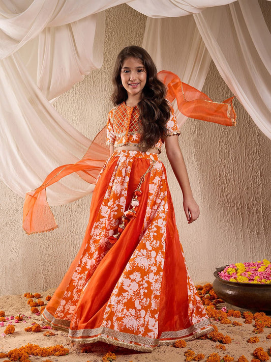 Girls Printed Ready to Wear Lehenga & Blouse With Dupatta