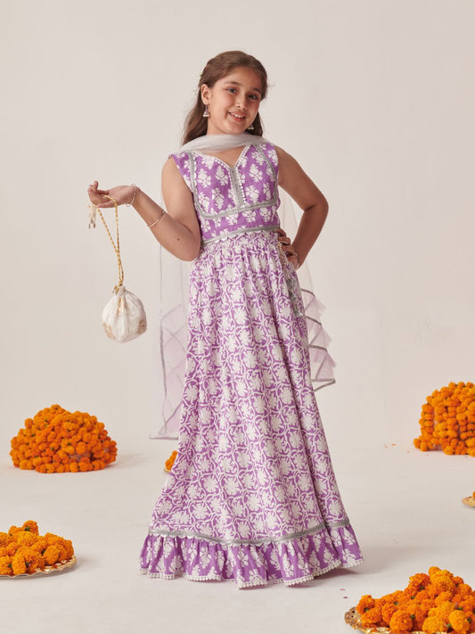Girls Printed Ready to Wear Lehenga Choli With Dupatta