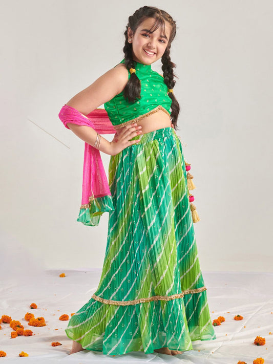 Girls Ready to Wear Shirt Collar Printed Lehenga & Blouse With Dupatta