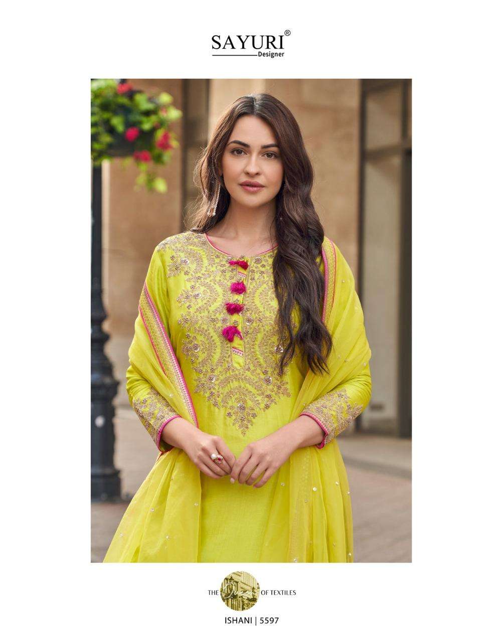 Lime Yellow Embroidered Kurta Sharara Set with Flowing Dupatta