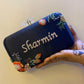 Customised Floral Embroidered Clutch with Transparent Knob - Blacks