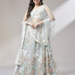 Lime Green Net Multi-Sequins Work Semi-Stitched Lehenga