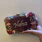 Customised Floral Embroidered Clutch with Flower Knob