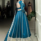 Magnificent Teal Blue Embroidered Vichitra Silk Engagement Wear Lehenga Choli