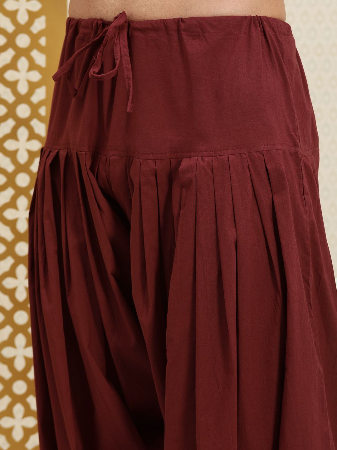 Men Maroon Paisley Regular Jashn Kurta with Patiala - House of Pataudi